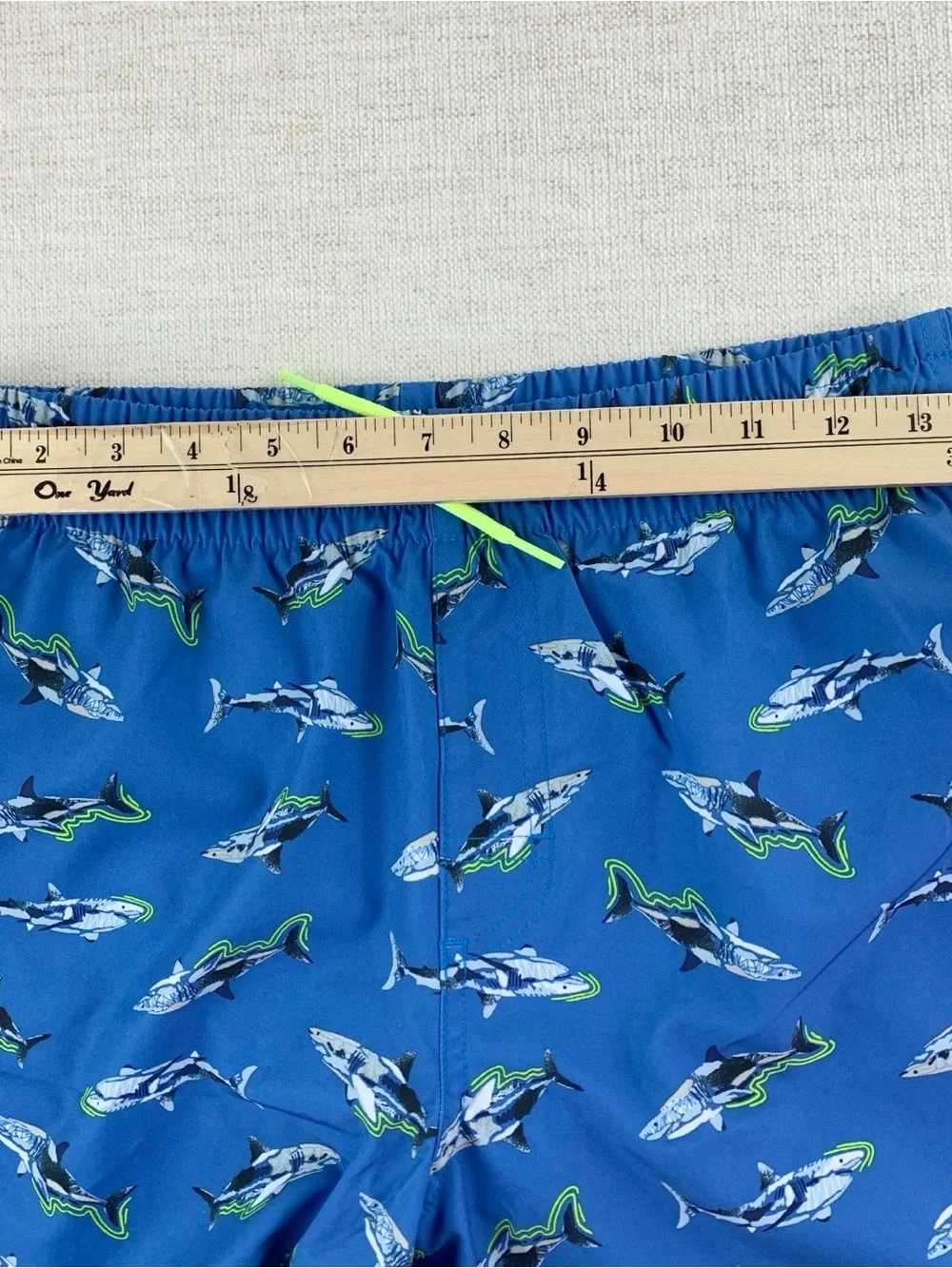 Old Navy New Boy's shark swim trunks in blue size XL